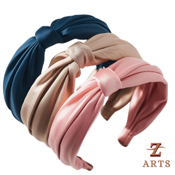 Z-Arts Satin Knot Hairband – Pastel Elegance Collection